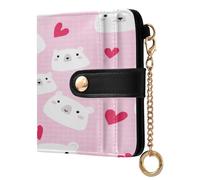 xigua Polar Love Wallet for Women, Small Slim PU Leather Credit Card Wallets RFID Blocking Bifold, Zipper Coin Pocket Purse