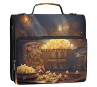 xigua Popcorn Cinema Zipper Binder - 1.5 Inch D-Rings Portfolio Binder Organizer - Expanding File Folder with Shoulder Strap