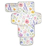 xigua Provence Watercolor Floral Portable Diaper Changing Pad, Waterproof Baby Changing Mat with Storage Pocket & Built-in Pillow, Foldable Travel Pad, Newborn Gift Set for Boy Girl