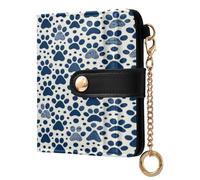 xigua Puppy Paws Navy Blue Wallet for Women, Small Slim PU Leather Credit Card Wallets RFID Blocking Bifold, Zipper Coin Pocket Purse