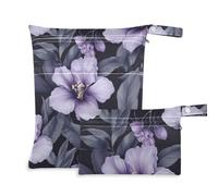 xigua Purple Floral Dot Wet Bag Nappy Bag,2 PCS Wet Dry Bag, Reusable Bags,Waterproof Washable Hanging Bag for Baby Diaper Travel Beach Pool Daycare Gym Bag