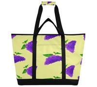 xigua Purple Lilac Flowers Insulated Reusable Grocery Bags, Large Heavy Duty Shopping Tote, Foldable Cooler Bag with Handles for Fruit Vegetable Clothes Toys and Picnic22