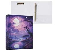 xigua Purple Moon A4 Ring Binders, A4 Folders 3 Ring Binder to Hold 200 Sheets, D Ring Binders with Clipboard for Home Office Supplies 2 Pack