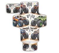 xigua Racing Monster Trucks Portable Diaper Changing Pad, Waterproof Baby Changing Mat with Storage Pocket & Built-in Pillow, Foldable Travel Pad, Newborn Gift Set for Boy Girl