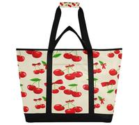 xigua Red Cherry Insulated Reusable Grocery Bags, Large Heavy Duty Shopping Tote, Foldable Cooler Bag with Handles for Fruit Vegetable Clothes Toys and Picnic621