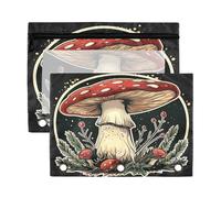 xigua Red Mushroom with White Dots Binder Pencil Pouch with Zipper Enforced Hole 3 Ring Pencil Case Fits Standard 3-Ring Binders-2 Pack