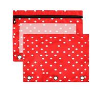 xigua Red Spot Dots Binder Pencil Pouch with Zipper Enforced Hole 3 Ring Pencil Case Fits Standard 3-Ring Binders-2 Pack