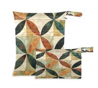 xigua Retro Ceramic Tile Style Wet Bag Nappy Bag,2 PCS Wet Dry Bag, Reusable Produce Bags,Waterproof Washable Hanging Large Two Zippered Pockets for Baby Diaper Travel Beach Pool Daycare Gym Bag174