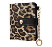 xigua Retro Leopard Wallet for Women, Small Slim PU Leather Credit Card Wallets RFID Blocking Bifold, Zipper Coin Pocket Purse