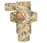 xigua Retro Spring Flowers Portable Diaper Changing Pad, Waterproof Baby Changing Mat with Storage Pocket & Built-in Pillow, Foldable Travel Pad, Newborn Gift Set for Boy Girl