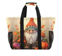 xigua Reusable Grocery Bags Foldable Autumn Gnome Shopping Bags, Heavy Duty Grocery Bags with Reinforced Bottom & Handles