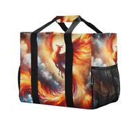 xigua Reusable Grocery Bags Foldable Blazing Phoenix Shopping Bags, Heavy Duty Grocery Bags with Reinforced Bottom & Handles