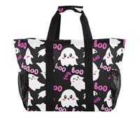 xigua Reusable Grocery Bags Foldable Blush Ghosts Shopping Bags, Heavy Duty Grocery Bags with Reinforced Bottom & Handles