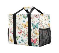 xigua Reusable Grocery Bags Foldable Bright Butterflies on Tree Shopping Bags, Heavy Duty Grocery Bags with Reinforced Bottom & Handles
