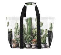 xigua Reusable Grocery Bags Foldable Cactus Plant Shopping Bags, Heavy Duty Grocery Bags with Reinforced Bottom & Handles