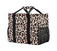 xigua Reusable Grocery Bags Foldable Classic Leopard Print Shopping Bags, Heavy Duty Grocery Bags with Reinforced Bottom & Handles