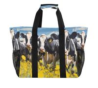 xigua Reusable Grocery Bags Foldable Cows in The Field Shopping Bags, Heavy Duty Grocery Bags with Reinforced Bottom & Handles