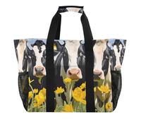 xigua Reusable Grocery Bags Foldable Cows in The Field Shopping Bags, Heavy Duty Grocery Bags with Reinforced Bottom & Handles