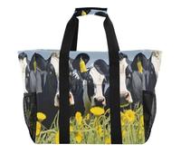 xigua Reusable Grocery Bags Foldable Cows in The Field Shopping Bags, Heavy Duty Grocery Bags with Reinforced Bottom & Handles