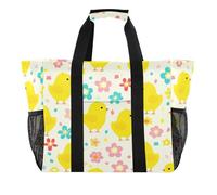 xigua Reusable Grocery Bags Foldable Cute Chicks Shopping Bags, Heavy Duty Grocery Bags with Reinforced Bottom & Handles