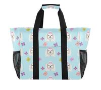 xigua Reusable Grocery Bags Foldable Cute Maltese Dogs Shopping Bags, Heavy Duty Grocery Bags with Reinforced Bottom & Handles