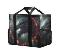 xigua Reusable Grocery Bags Foldable Dragon Dungeon Fire Shopping Bags, Heavy Duty Grocery Bags with Reinforced Bottom & Handles