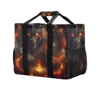 xigua Reusable Grocery Bags Foldable Dragon Fire Dungeon Shopping Bags, Heavy Duty Grocery Bags with Reinforced Bottom & Handles