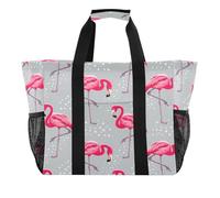 xigua Reusable Grocery Bags Foldable Flamingo Grace Shopping Bags, Heavy Duty Grocery Bags with Reinforced Bottom & Handles