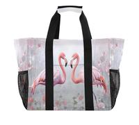 xigua Reusable Grocery Bags Foldable Flamingos Shopping Bags, Heavy Duty Grocery Bags with Reinforced Bottom & Handles