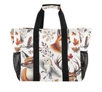 xigua Reusable Grocery Bags Foldable Fox and Owls Shopping Bags, Heavy Duty Grocery Bags with Reinforced Bottom & Handles