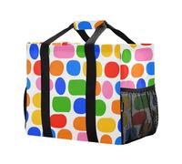 xigua Reusable Grocery Bags Foldable Geometric Circles Ovals Artistic Shopping Bags, Heavy Duty Grocery Bags with Reinforced Bottom & Handles