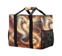 xigua Reusable Grocery Bags Foldable Holy Fire Dragon Shopping Bags, Heavy Duty Grocery Bags with Reinforced Bottom & Handles