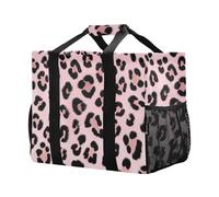 xigua Reusable Grocery Bags Foldable Leopard Pink Shopping Bags, Heavy Duty Grocery Bags with Reinforced Bottom & Handles