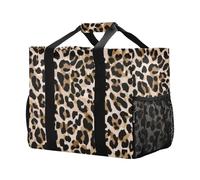 xigua Reusable Grocery Bags Foldable Leopard Print Shopping Bags, Heavy Duty Grocery Bags with Reinforced Bottom & Handles