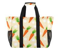 xigua Reusable Grocery Bags Foldable Orange Carrots Shopping Bags, Heavy Duty Grocery Bags with Reinforced Bottom & Handles