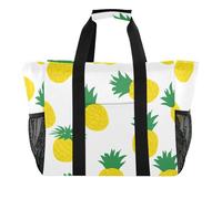 xigua Reusable Grocery Bags Foldable Pineapple Doodle Pattern Shopping Bags, Heavy Duty Grocery Bags with Reinforced Bottom & Handles