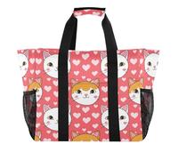 xigua Reusable Grocery Bags Foldable Playful Cats Shopping Bags, Heavy Duty Grocery Bags with Reinforced Bottom & Handles