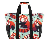 xigua Reusable Grocery Bags Foldable Red Panda Shopping Bags, Heavy Duty Grocery Bags with Reinforced Bottom & Handles