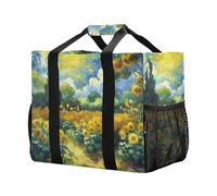 xigua Reusable Grocery Bags Foldable Sunflower Garden Van Gogh Shopping Bags, Heavy Duty Grocery Bags with Reinforced Bottom & Handles