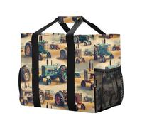 xigua Reusable Grocery Bags Foldable Vintage Farm Tractors Shopping Bags, Heavy Duty Grocery Bags with Reinforced Bottom & Handles