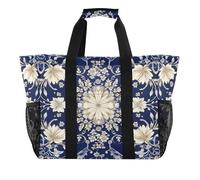 xigua Reusable Grocery Bags Foldable Vintage Ornamental Floral Shopping Bags, Heavy Duty Grocery Bags with Reinforced Bottom & Handles