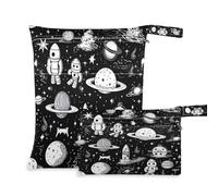 xigua Rockets and Spacecraft Wet Bag Nappy Bag,2 PCS Wet Dry Bag, Reusable Produce Bags,Waterproof Washable Hanging Large Two Zippered Pockets for Baby Diaper Travel Beach Pool Daycare Gym Bag57