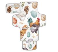 xigua Roosters Hens Eggs Portable Diaper Changing Pad, Waterproof Baby Changing Mat with Storage Pocket & Built-in Pillow, Foldable Travel Pad, Newborn Gift Set for Boy Girl
