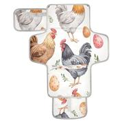 xigua Roosters Hens Eggs Portable Diaper Changing Pad, Waterproof Baby Changing Mat with Storage Pocket & Built-in Pillow, Foldable Travel Pad, Newborn Gift Set for Boy Girl