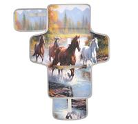 xigua Running Horses Painting Portable Diaper Changing Pad, Waterproof Baby Changing Mat with Storage Pocket & Built-in Pillow, Foldable Travel Pad, Newborn Gift Set for Boy Girl