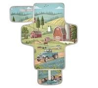 xigua Rustic Farm Meadow Portable Diaper Changing Pad, Waterproof Baby Changing Mat with Storage Pocket & Built-in Pillow, Foldable Travel Pad, Newborn Gift Set for Boy Girl