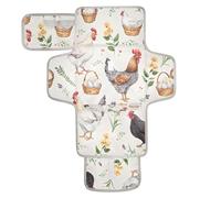 xigua Rustic Hens Roosters Portable Diaper Changing Pad, Waterproof Baby Changing Mat with Storage Pocket & Built-in Pillow, Foldable Travel Pad, Newborn Gift Set for Boy Girl