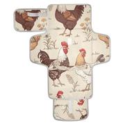 xigua Rustic Roosters Portable Diaper Changing Pad, Waterproof Baby Changing Mat with Storage Pocket & Built-in Pillow, Foldable Travel Pad, Newborn Gift Set for Boy Girl