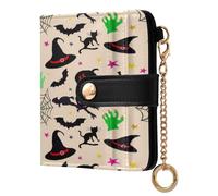 xigua Shadow Witch Wallet for Women, Small Slim PU Leather Credit Card Wallets RFID Blocking Bifold, Zipper Coin Pocket Purse