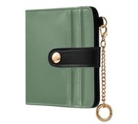 xigua Shale Green Wallet for Women, Small Slim PU Leather Credit Card Wallets RFID Blocking Bifold, Zipper Coin Pocket Purse